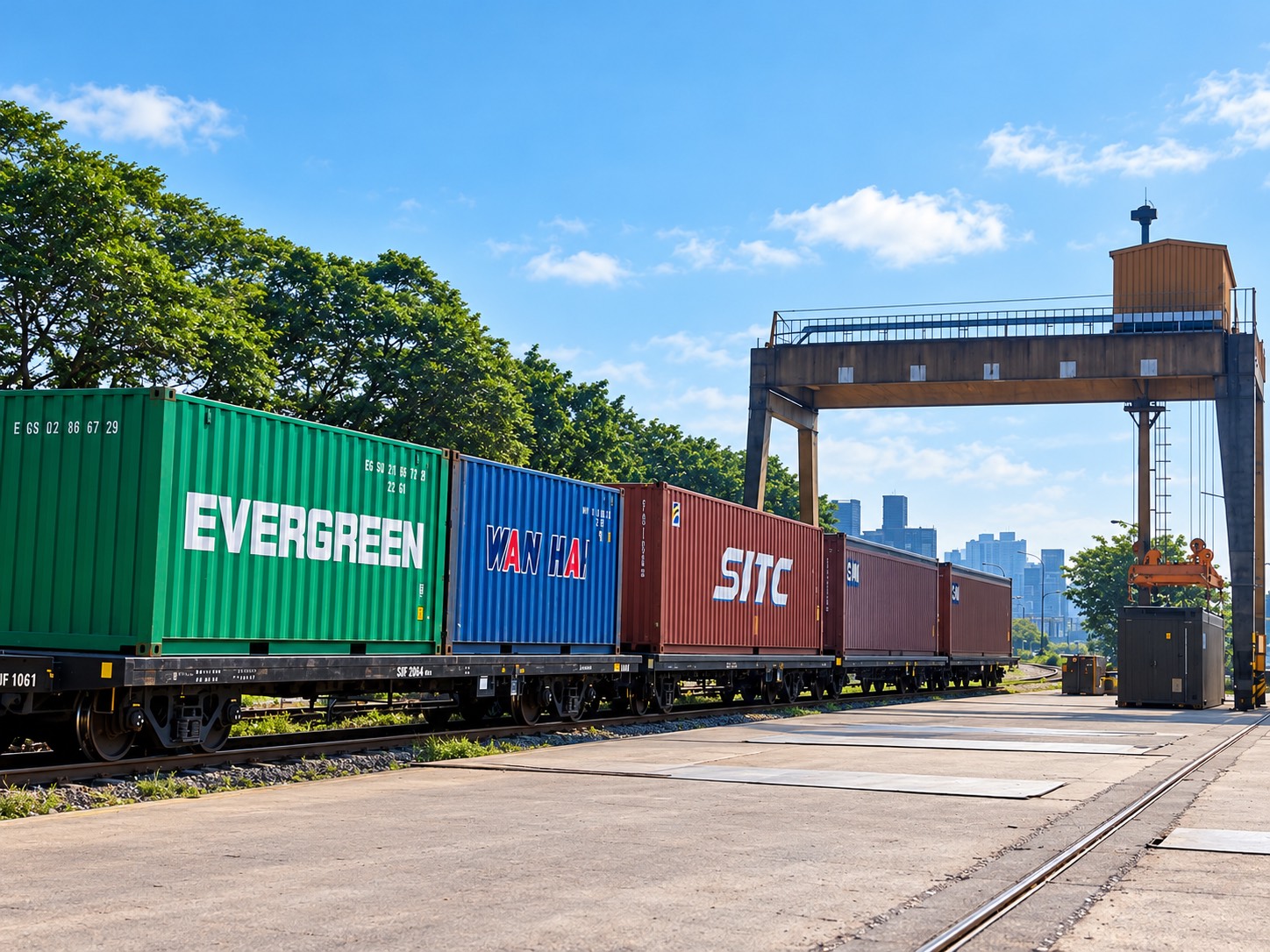 貨櫃列車與轉運場吊運設施